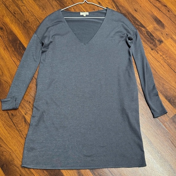 Wilfred Free Gail Mini Dress Chalet Gray Ribbed Long Sleeve XXS - Picture 2 of 7